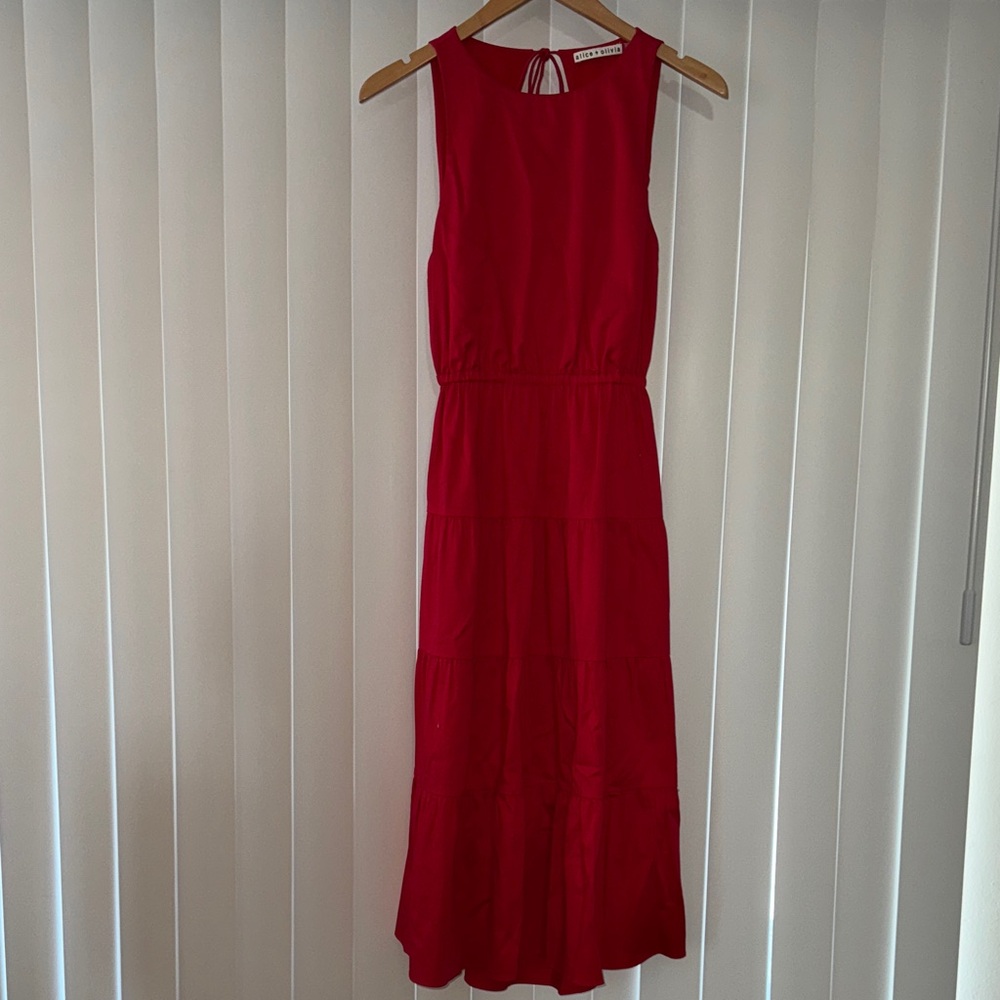 Alice + Olivia Red Sleeveless Open Back Dress 0